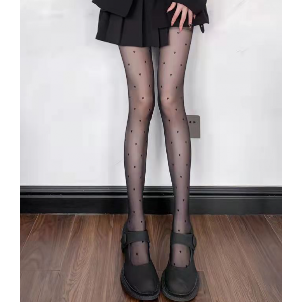 Колготи жіночі, колготи з принтом серця, чорні, S - L