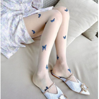 Колготи жіночі, нейлонові в принт "Метелики", три кольори, S - L