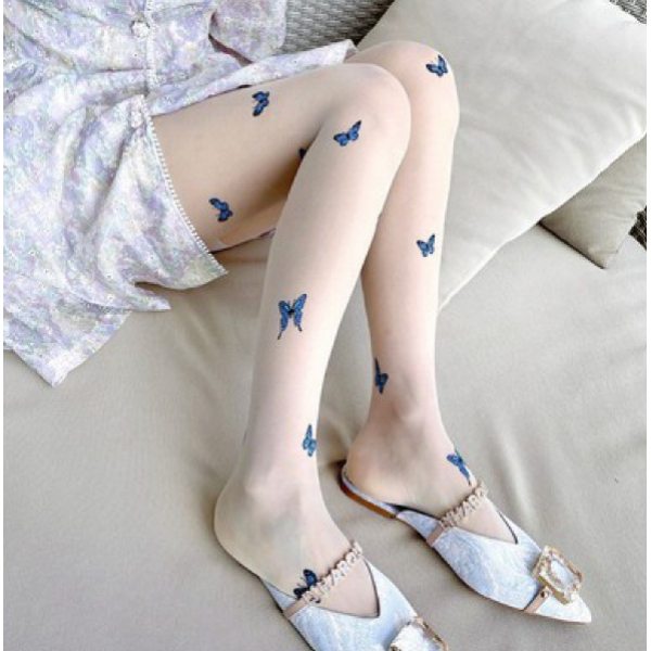 Колготи жіночі, нейлонові в принт "Метелики", три кольори, S - L