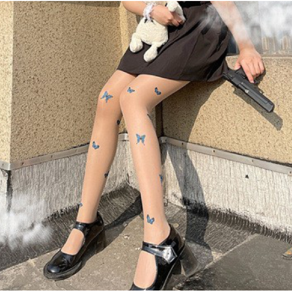 Колготи жіночі, нейлонові в принт "Метелики", три кольори, S - L Колготи жіночі, нейлонові в принт "Метелики", три кольори, S - L