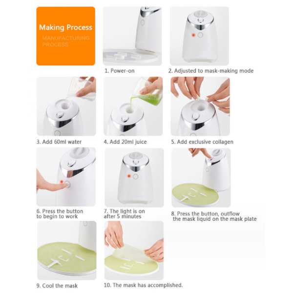 Апарат для виготовлення гідрогелевих масок для обличчя Automatic Fruit Mask Machine, білий