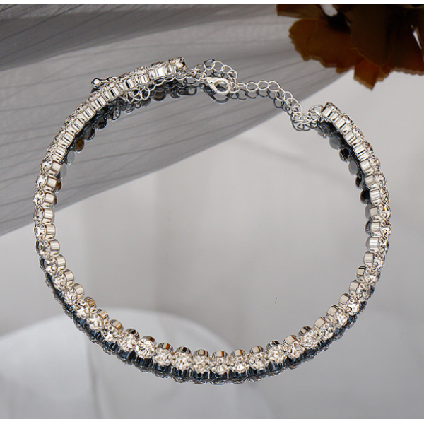 Чокер зі стразами "Silver Dream", срібло, 31х0,6 см