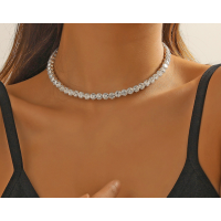 Чокер зі стразами "Silver Dream", срібло, 31х0,6 см