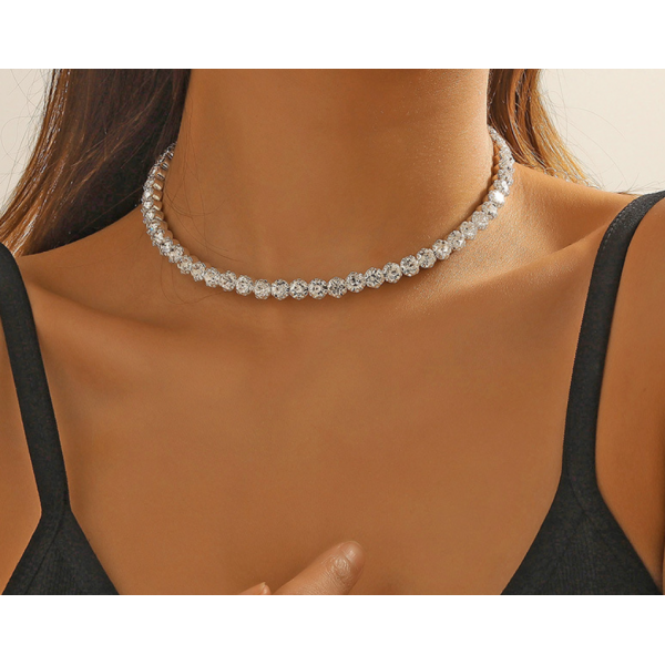 Чокер зі стразами "Silver Dream", срібло, 31х0,6 см