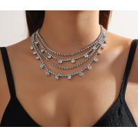 Чокер багатошаровий у 4 ряди зі стразами "Blow Shine", чокер - кольє, срібло