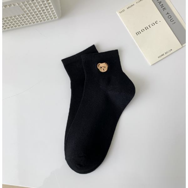 Шкарпетки бавовняні із принтом "Little Teddy", жіночі шкарпетки, два кольори, 36-39