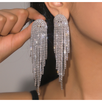 Сережки зі стразами "Shine Star", срібло, 11,5х2,5 см