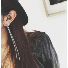 Сережки зі стразами у два ряди "Silver Moon", два кольори