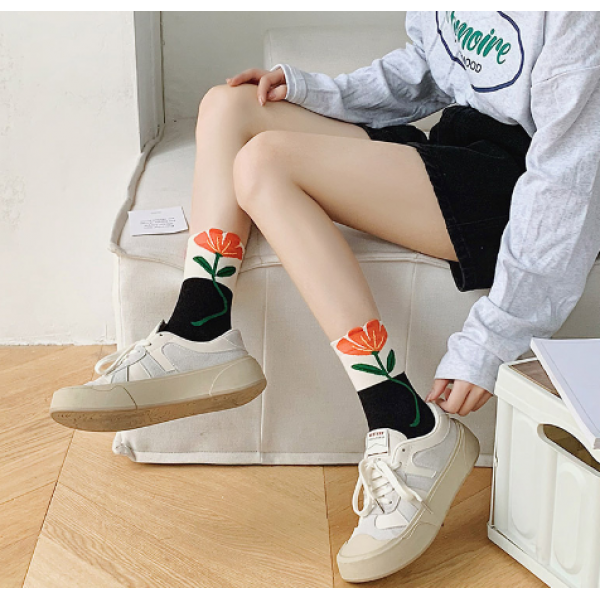 Носки женские хлопковые, носки средней длины, разные цвета, 36-39