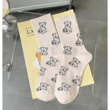 Шкарпетки жіночі бавовняні, шкарпетки середньої довжини, білі з принтом, 36-39