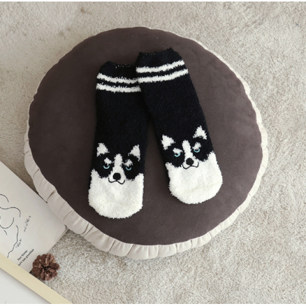 Шкарпетки махрові теплі, шкарпетки середньої довжини, шкарпетки теплі з принтом "Собачки", 36-41