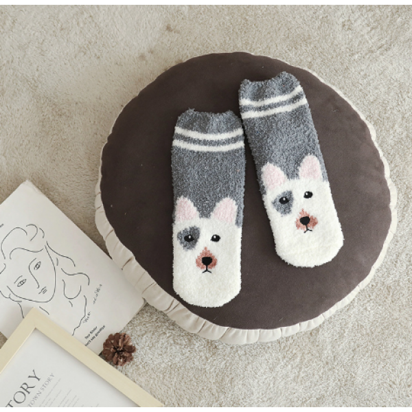 Шкарпетки махрові теплі, шкарпетки середньої довжини, шкарпетки теплі з принтом "Собачки", 36-41