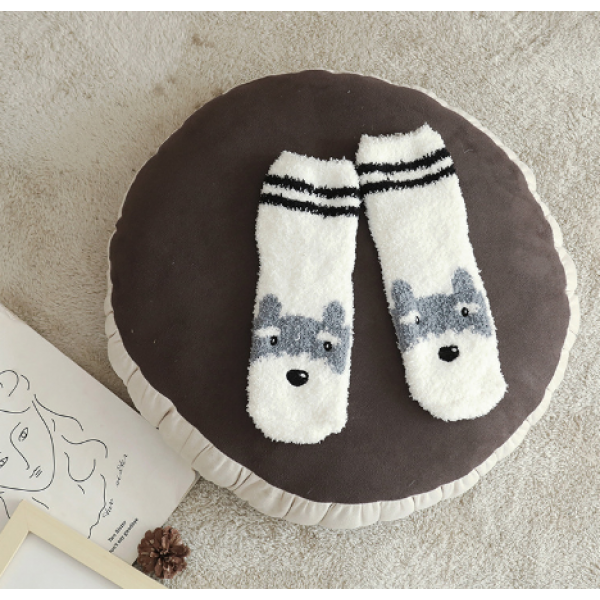 Шкарпетки махрові теплі, шкарпетки середньої довжини, шкарпетки теплі з принтом "Собачки", 36-41