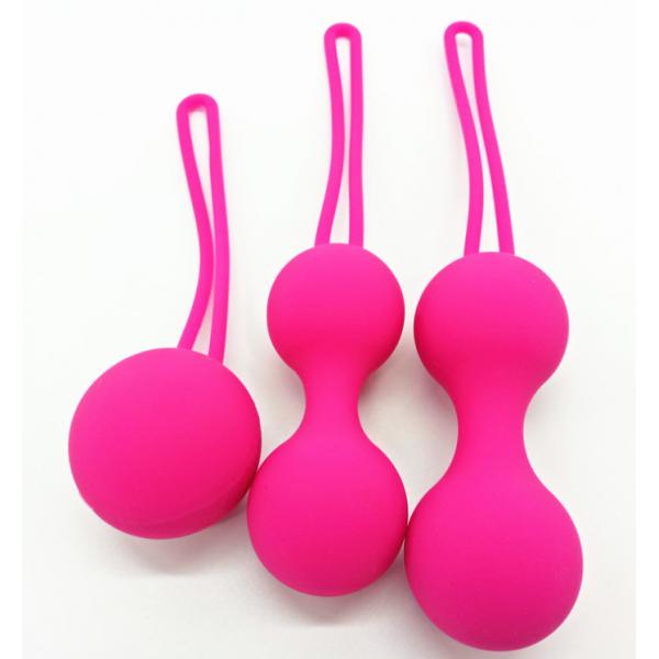 Набір вагінальних кульок Vaginal Balls, вагінальні рожеві кульки для вправ Кегеля, силікон, 3 шт