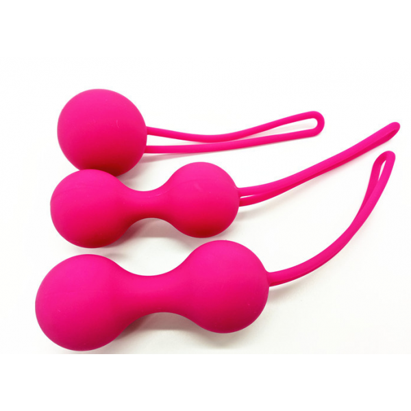Набір вагінальних кульок Vaginal Balls, вагінальні рожеві кульки для вправ Кегеля, силікон, 3 шт