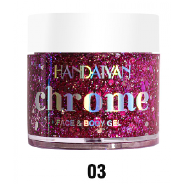 Глітер хамелеон для обличчя, волосся та тіла Handaiyan Chrome Face and Body Gel, рідкий шимер, 6 кольорів, 32 г