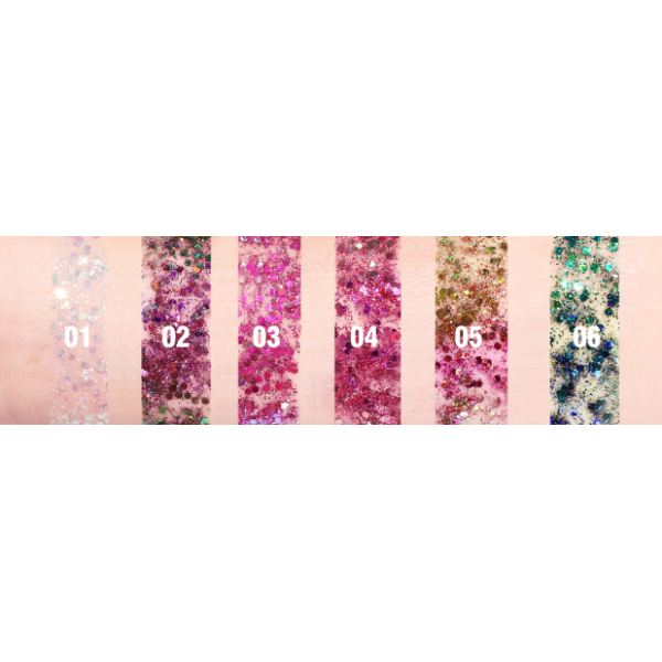 Глітер хамелеон для обличчя, волосся та тіла Handaiyan Chrome Face and Body Gel, рідкий шимер, 6 кольорів, 32 г