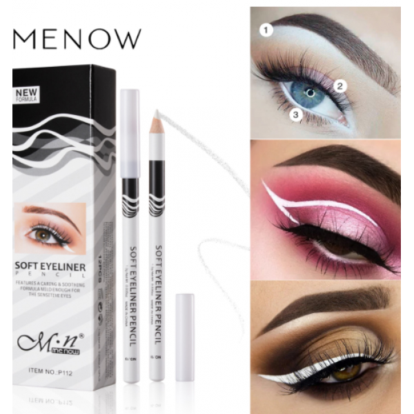 Олівець для очей Menow Soft Eyeliner Pencil, білий олівець - підводка для очей, 1 г