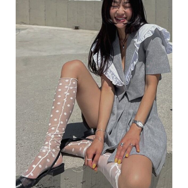 Шкарпетки жіночі в сітку, високі шкарпетки в горох, два кольори