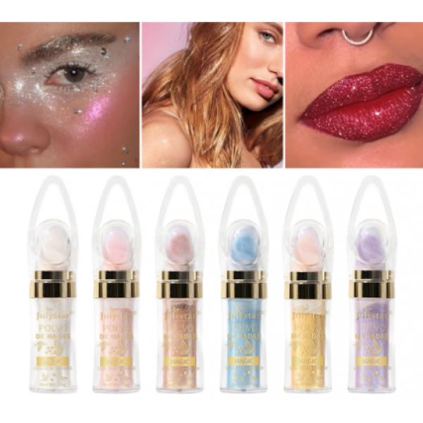 Хайлайтер для обличчя із шиммером Julystar Polvo De Hadas Magic Colour Shiner, 6 кольорів, 10 г