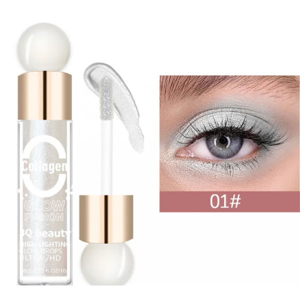 Тіні для повік рідкі Collagen Glow Fusion Eyeshadow, рідкі тіні для повік з шиммером, 6 кольорів