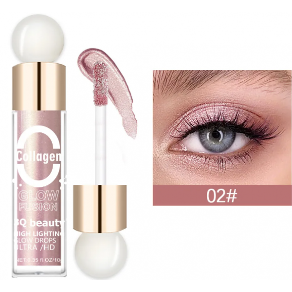 Тіні для повік рідкі Collagen Glow Fusion Eyeshadow, рідкі тіні для повік з шиммером, 6 кольорів