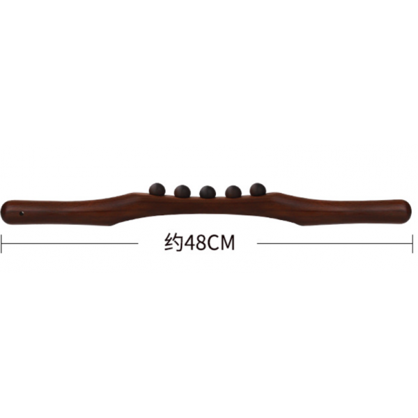 Шкребок ГуаШа, букова палиця масажер для ГуаШа, акупунктурна палиця для масажу з мотузкою, 5 масажних точок, 48 см