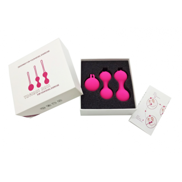 Набір вагінальних кульок Vaginal Balls, вагінальні рожеві кульки для вправ Кегеля, силікон, 3 шт