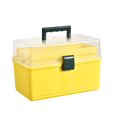 Аптечка-органайзер для ліків, пластиковий контейнер для медикаментів, три поверхи, жовтий, 40х23х28см