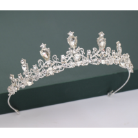 Корона на голову со стразами "Shining", серебро