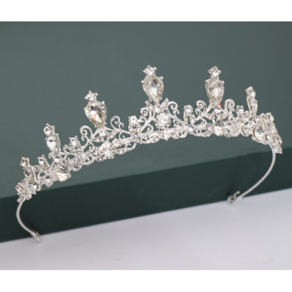 Корона на голову зі стразами "Shining", срібло