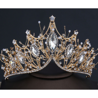 Корона на голову "Gold Dream", с камнями, желтое золото