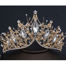 Корона на голову "Gold Dream", з камінням, жовте золото