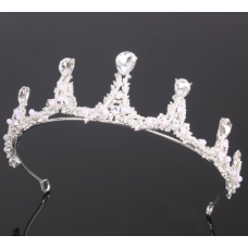 Корона на голову "Wedding", зі стразами та бісером, срібло