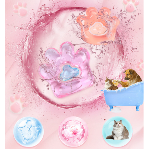 Гелева капсула для купання котів та собак, капсула у формі лапки, гель для купання з квітковим ароматом, 1 шт Гелева капсула для купання котів та собак, капсула у формі лапки, гель для купання з квітковим ароматом, 1 шт