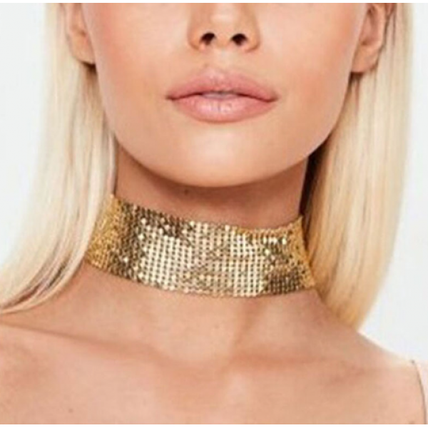 Ланцюжок - чокер "Sweet Shine", широкий чокер, золото, 3,7 х28 см