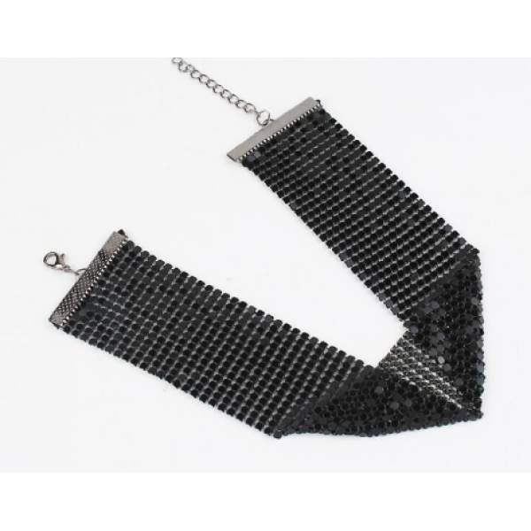 Ланцюжок - чокер "Sweet Shine", широкий чокер, чорний, 3,7 х28 см