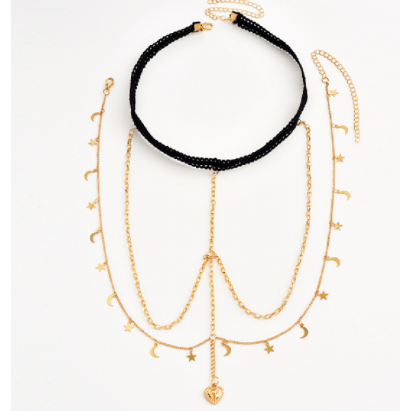 Ланцюжок на ногу з фіксатором "Stars Moon", золото