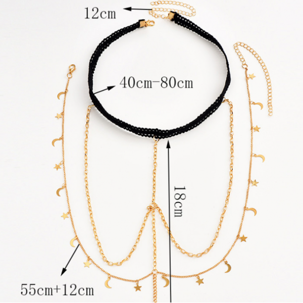 Ланцюжок на ногу з фіксатором "Stars Moon", золото