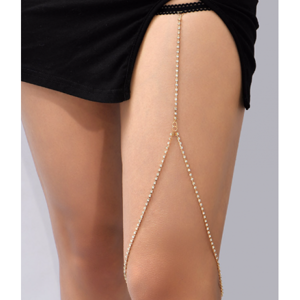 Ланцюжок на ногу зі стразами та фіксатором "So Shine", золото