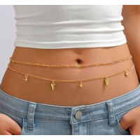 Ланцюжок на талію подвійний "Stars", золото, 70+25 см