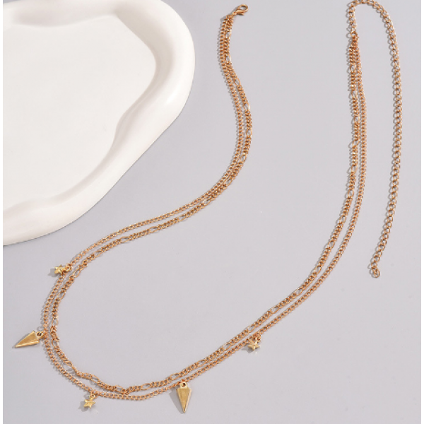 Ланцюжок на талію подвійний "Stars", золото, 70+25 см