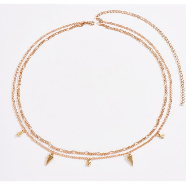 Ланцюжок на талію подвійний "Stars", золото, 70+25 см