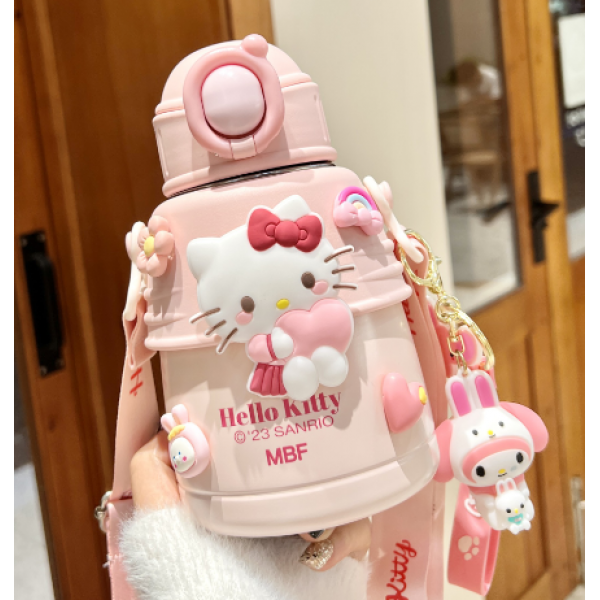 Пляшка для води Hello Kitty, дитяча пляшка - термос із нержавіючої сталі, 600 мл