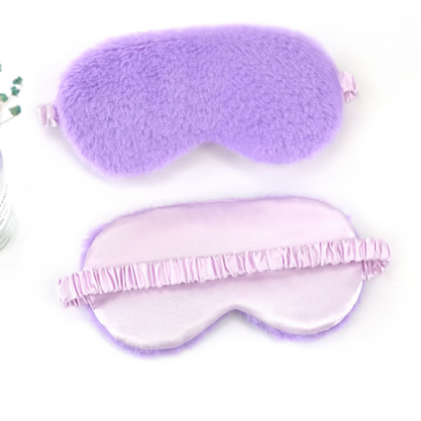 Маска для сну, шовкова маска з хутром, фіолетова, 1 шт