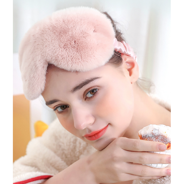 Маска для сну, шовкова маска з хутром, фіолетова, 1 шт