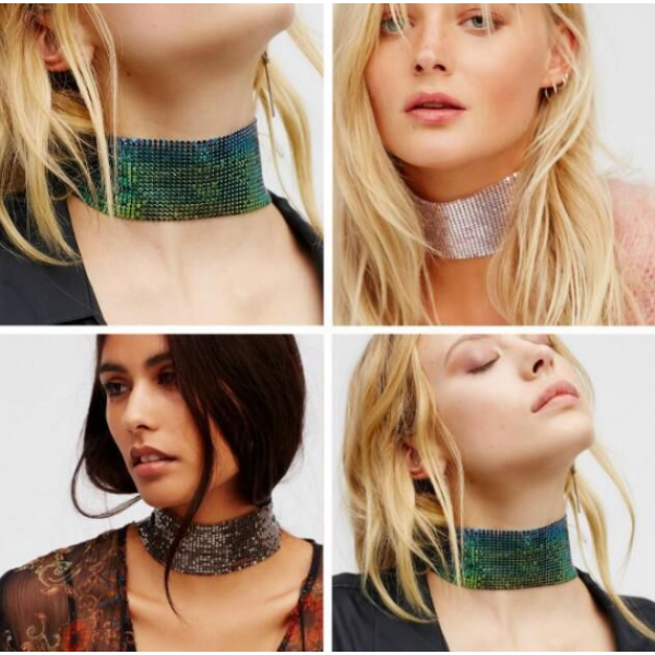 Ланцюжок - чокер "Sweet Shine", широкий чокер, срібло, 3,7 х28 см