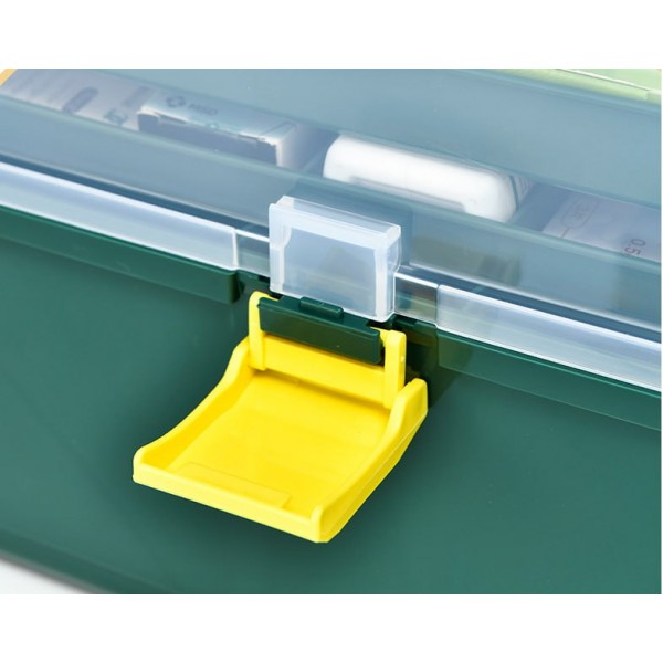 Аптечка-органайзер для ліків, пластиковий контейнер для медикаментів, три поверхи, зелений, 33х18х22 см