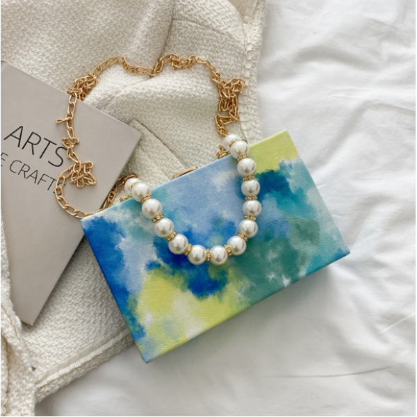 Сумка женская прямоугольной формы с цветным принтом, разные цвета, 19х12х5 см