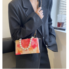 Сумка жіноча прямокутної форми з кольоровим принтом, різні кольори, 19х12х5 см